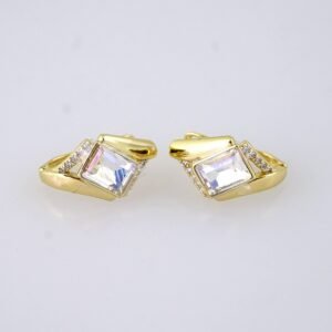 E1887 Earrings - Aretes - Zircon Stone - 14K Real Color