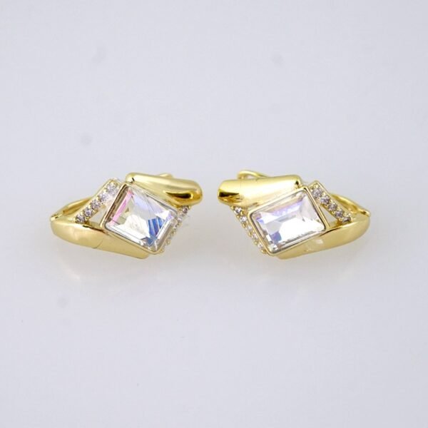E1887 Earrings - Aretes - Zircon Stone - 14K Real Color