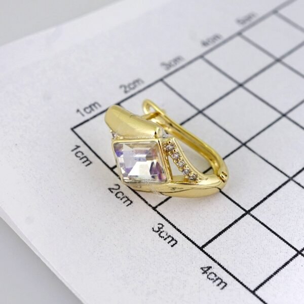 E1887 Earrings - Aretes - Zircon Stone - 14K Real Color - Image 3