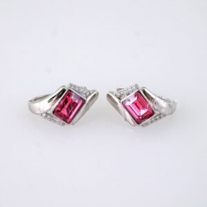 E1888 Earrings - Aretes - Zircon Stone - 14K Real Color