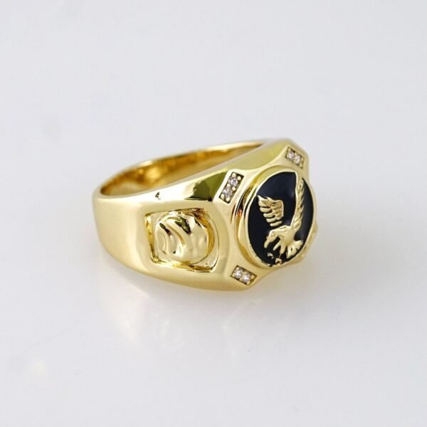 R650  RING - ANILLO - Zircon Stone - 14K Real Color - Black Eagle - Image 2