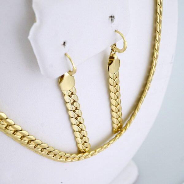 SET1467 Gargantilla - Aretes - Choker - Earrings - 14K Real Color - Plain - Image 3