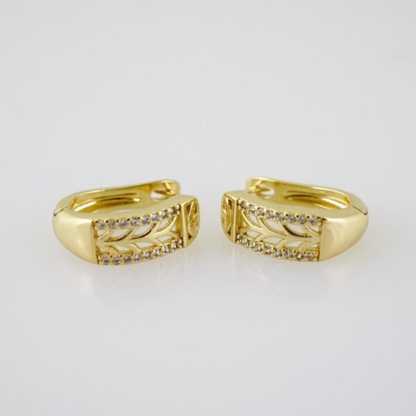 E2012 Earrings - Aretes - Zircon Stone - 14K Real Color