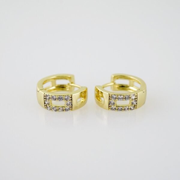 E2013 Earrings - Aretes - Zircon Stone - 14K Real Color