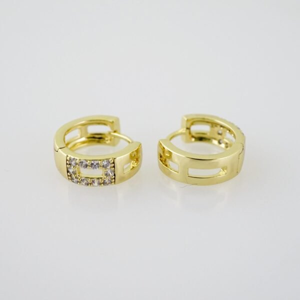 E2013 Earrings - Aretes - Zircon Stone - 14K Real Color - Image 2
