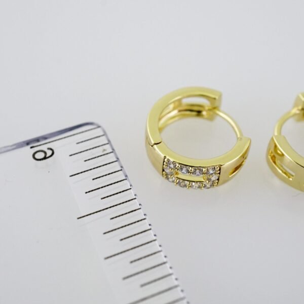 E2013 Earrings - Aretes - Zircon Stone - 14K Real Color - Image 3
