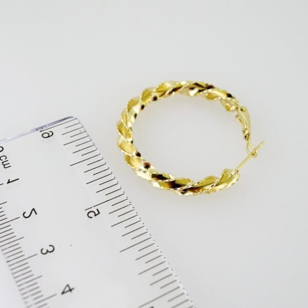 E2014 Earrings - Aretes - Plain - 14k Real Color - Image 3