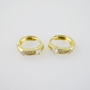 E2020 Earrings - Aretes - Zircon Stone - 14K Real Color