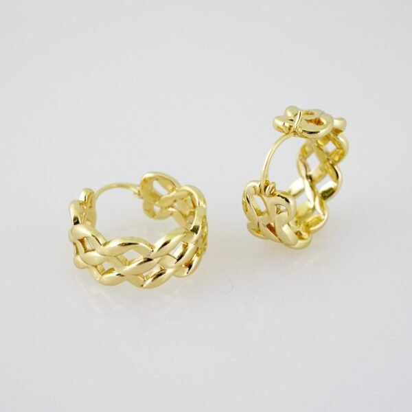 E2027 Earrings - Aretes - Plain - 14k Real Color - Image 2
