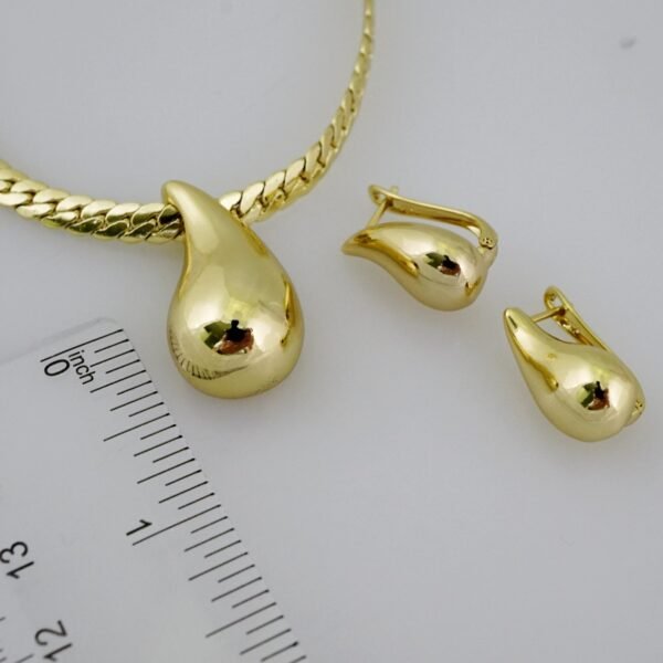 SET1525 Gargantilla W - Aretes - Choker W -  Earrings - Plain - 14K Real Color - Image 2