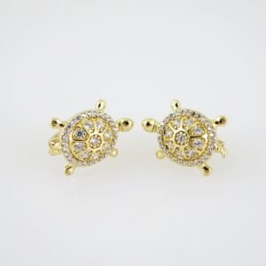 E2031 Earrings - Aretes - Zircon Stone - 14K Real Color
