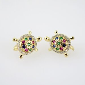 E2032 Earrings - Aretes - Zircon Stone - 14K Real Color