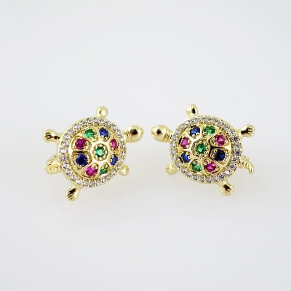 E2032 Earrings - Aretes - Zircon Stone - 14K Real Color