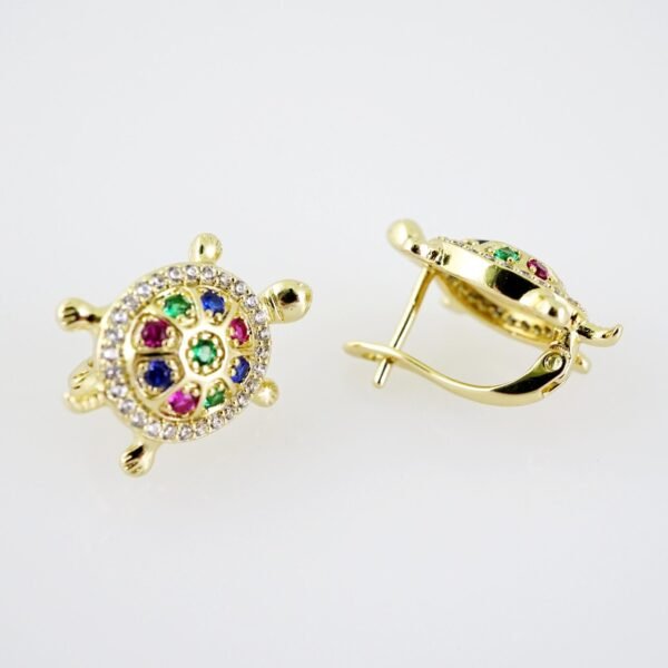 E2032 Earrings - Aretes - Zircon Stone - 14K Real Color - Image 2