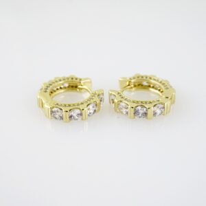 E2035 Earrings - Aretes - Zircon Stone - 14K Real Color