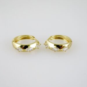 E2036 Earrings - Aretes - Zircon Stone - 14K Real Color
