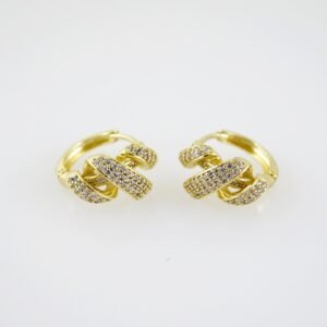 E2038 Earrings - Aretes - Zircon Stone - 14K Real Color