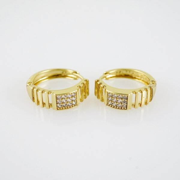 E2039 Earrings - Aretes - Zircon Stone - 14K Real Color