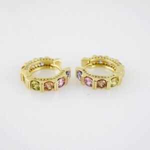 E2041 Earrings - Aretes - Zircon Stone - 14K Real Color