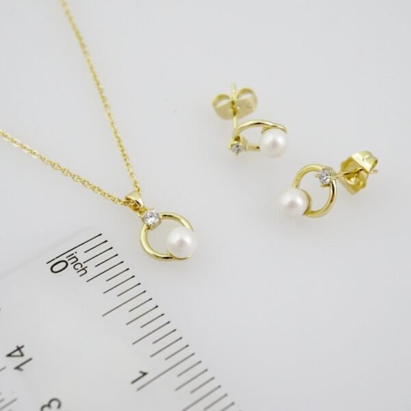 SET1532 Cadenas - Colgante - Aretes - Chain W - Pendants- Earrings - 14K Real Color - Zircon Stone - PEARL - Image 3