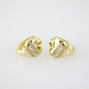 E2044 Earrings - Aretes - Zircon Stone - 14K Real Color