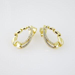 E2048 Earrings - Aretes - Zircon Stone - 14K Real Color