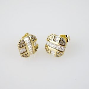 E2049 Earrings - Aretes - Zircon Stone - 14K Real Color