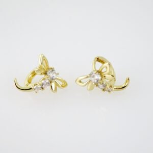 E2051 Earrings - Aretes - Zircon Stone - 14K Real Color