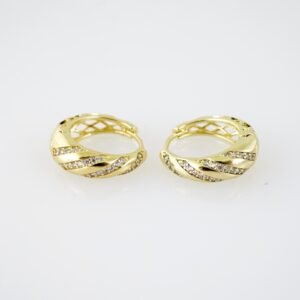 E2052 Earrings - Aretes - Zircon Stone - 14K Real Color