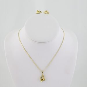 SET1538 Cadenas - Colgante - Aretes - Chain W - Pendants- Earrings - 14K Real Color - Zircon Stone - 2mmx45cm
