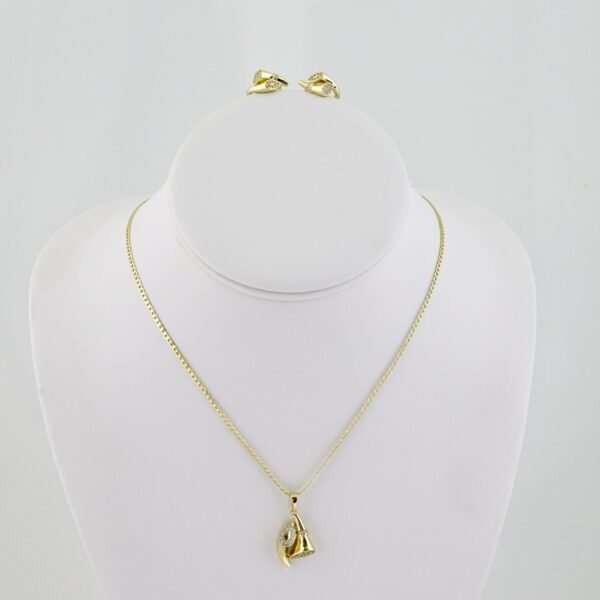 SET1538 Cadenas - Colgante - Aretes - Chain W - Pendants- Earrings - 14K Real Color - Zircon Stone - 2mmx45cm