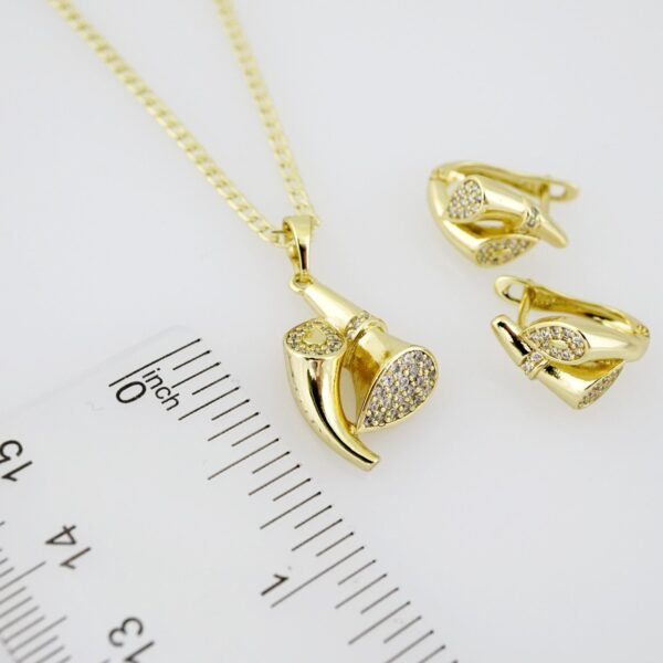 SET1538 Cadenas - Colgante - Aretes - Chain W - Pendants- Earrings - 14K Real Color - Zircon Stone - 2mmx45cm - Image 4