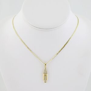 SET1539 Cadenas - Colgante - Manilla - Aretes - Chain W - Pendants- Earrings Bracelet - 14K Real Color - Zircon Stone - 2mmx45cm