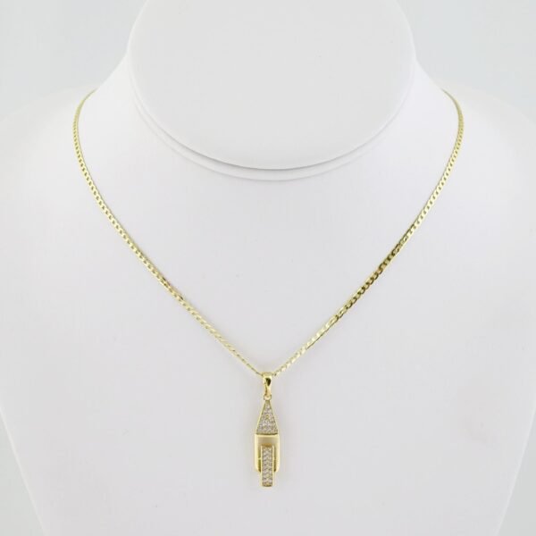 SET1539 Cadenas - Colgante - Manilla - Aretes - Chain W - Pendants- Earrings Bracelet - 14K Real Color - Zircon Stone - 2mmx45cm