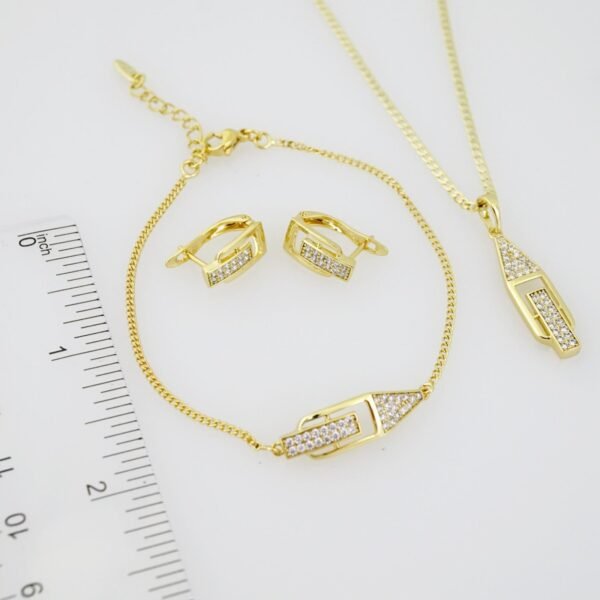 SET1539 Cadenas - Colgante - Manilla - Aretes - Chain W - Pendants- Earrings Bracelet - 14K Real Color - Zircon Stone - 2mmx45cm - Image 3
