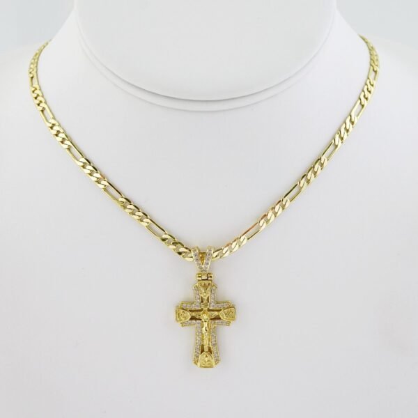 SET1543 Cadenas - Chain -  14K Real Color - Zircon Stone - Figaro - 4mmX50cm