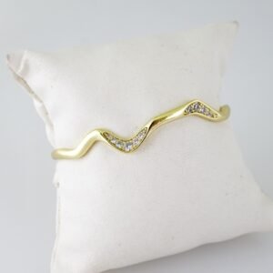 P379 Bangle - Pulso Duro - Zircon Stone - 14K Real Color