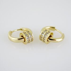E2058 Earrings - Aretes - Zircon Stone - 14K Real Color