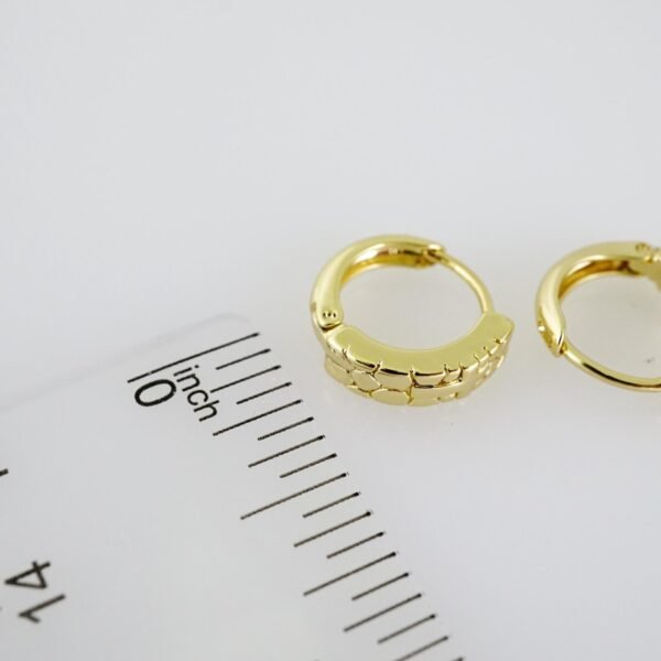 E2063 Earrings - Aretes - Plain - 14K Real Color - Image 3