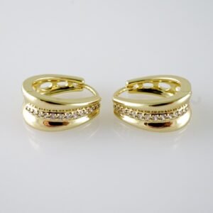 E2068 Earrings - Aretes - Zircon Stone - 14K Real Color