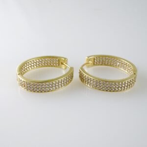 E2073 Earrings - Aretes - Zircon Stone - 14K Real Color