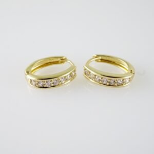 E2077 Earrings - Aretes - Zircon Stone - 14K Real Color
