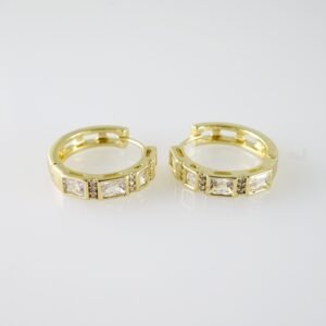 E2078 Earrings - Aretes - Zircon Stone - 14K Real Color