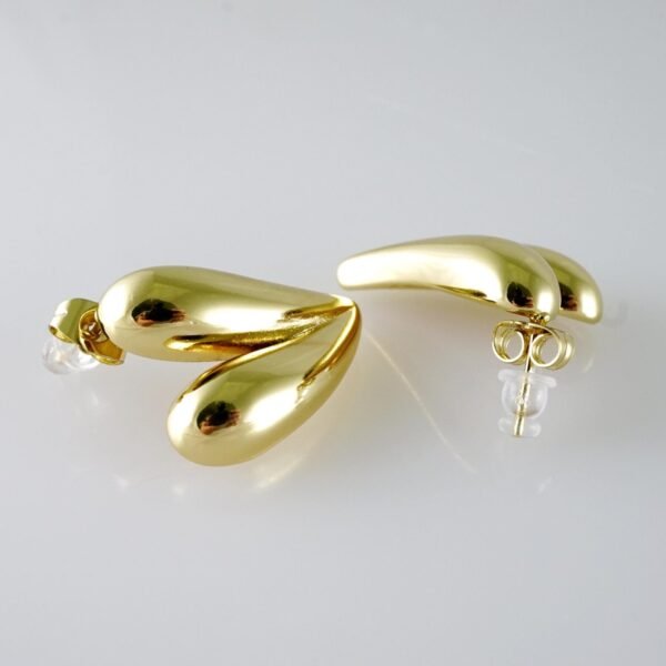 E2082 Earrings - Aretes - Plain - 14K Real Color - Image 2