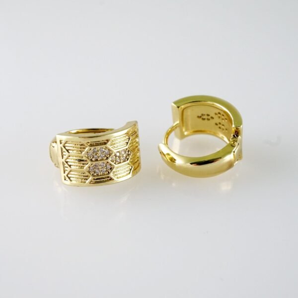 E2084 Earrings - Aretes - Zircon Stone - 14K Real Color - Image 2