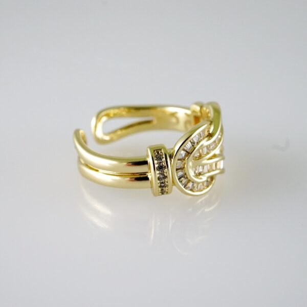 R707  RING - ANILLO - Zircon Stone - 14K Real Color - Ajustable - Image 2