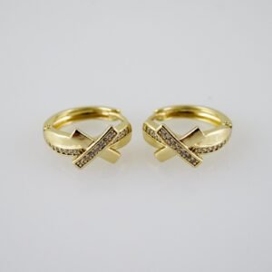 E2090 Earrings - Aretes - Zircon Stone - 14K Real Color