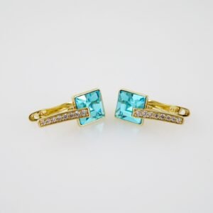 E2092 Earrings - Aretes - Zircon Stone - 14K Real Color