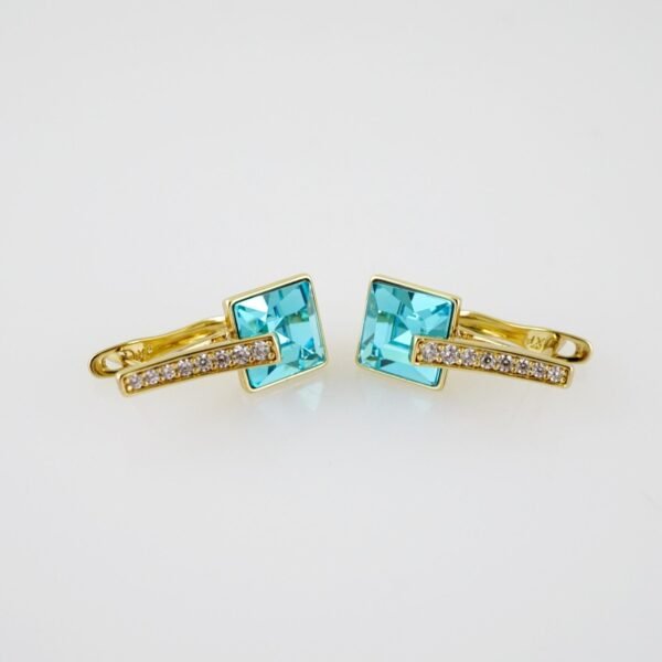 E2092 Earrings - Aretes - Zircon Stone - 14K Real Color