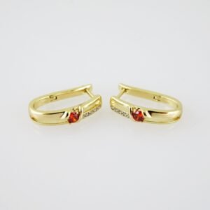 E2093 Earrings - Aretes - Zircon Stone - 14K Real Color